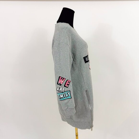 LALABOBO SWEATSHIRT GRAPHIC PATCH SWEATER DRESS GREY COLOR - Picture 2 of 10